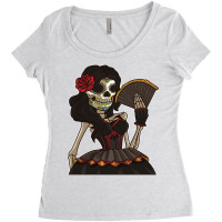 Skeleton Lady Of The Dead   La Calavera Catrina Santa Muerte Long Slee Women's Triblend Scoop T-shirt | Artistshot