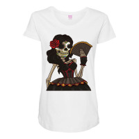 Skeleton Lady Of The Dead   La Calavera Catrina Santa Muerte Long Slee Maternity Scoop Neck T-shirt | Artistshot