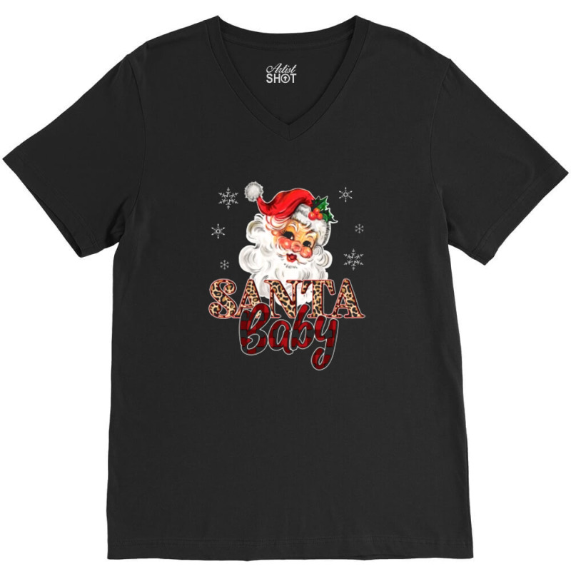 Christmas Vintage Santa Leopard Plaid V-neck Tee | Artistshot