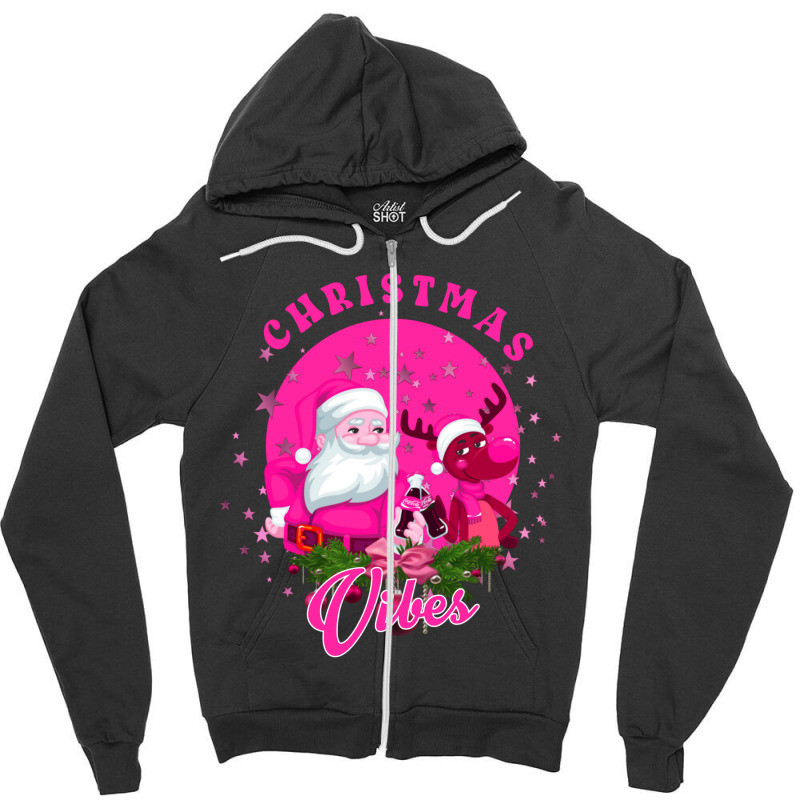 Vintage Santa Christmas Vibes Zipper Hoodie | Artistshot