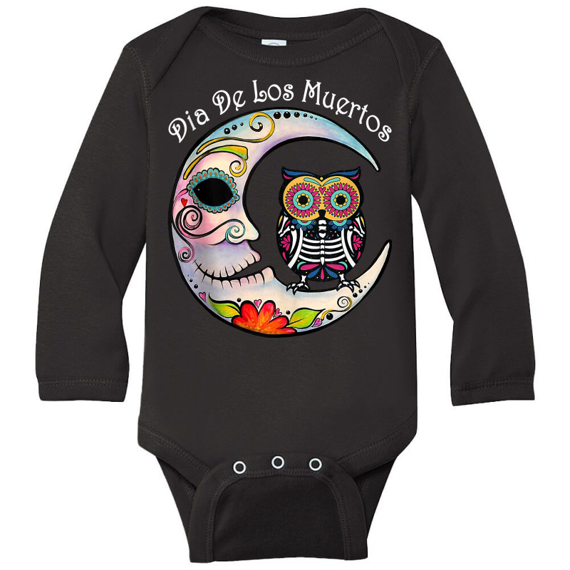 Owl & Moon Sugar Skull Mexico Calavera Day Of The Dead Tank Top Long Sleeve Baby Bodysuit by tamkyfashions | Artistshot