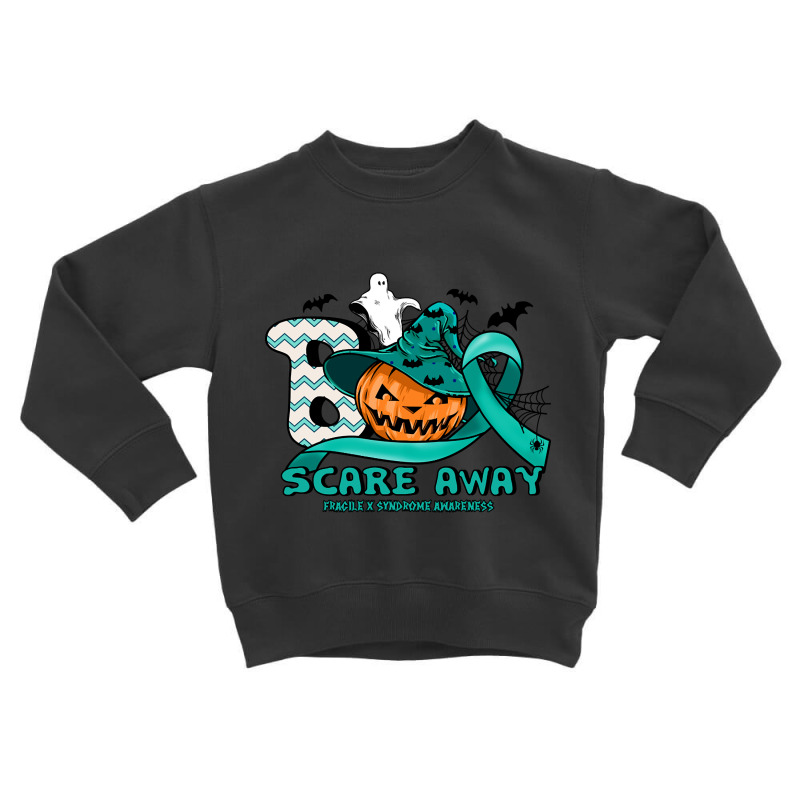 Fragile X Syndrome Awareness - Boo Scare Away Pumpkin Halloween Toddler Sweatshirt by poppyallen | Artistshot