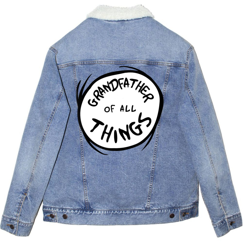 Dr. Seuss Grandfather Of All Things Emblem Red Unisex Sherpa-Lined Denim Jacket by Boomtea | Artistshot