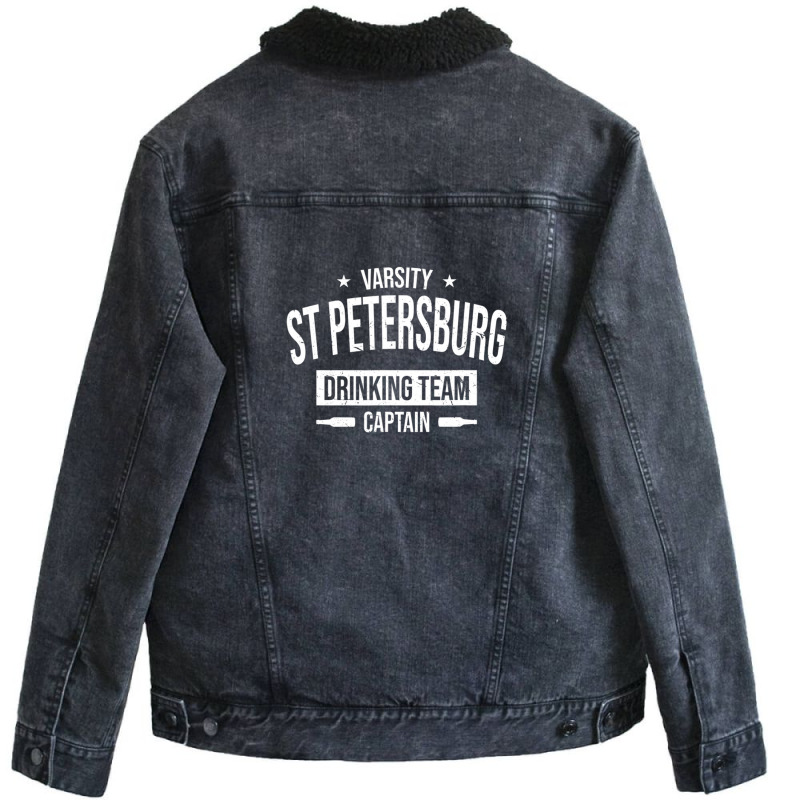 St Petersburg Drinking Team Captain Florida Beer Lover Fl Unisex Sherpa-Lined Denim Jacket by nahodsehidav | Artistshot