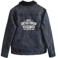 Comstock Township Drinking Team Captain Michigan Beer Lover Unisex Sherpa-lined Denim Jacket | Artistshot