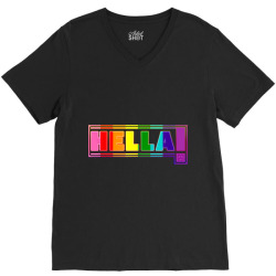 Hella Proud in Rainbow Flag Colors  LGBT Gay Pride Month  TShirt V-Neck Tee | Artistshot