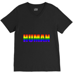 HUMAN Flag LGBT Gay Pride Month 2019 Transgender Rainbow TShirt V-Neck Tee | Artistshot