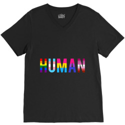 HUMAN Flag LGBT, Pride Month Transgender TShirts V-Neck Tee | Artistshot