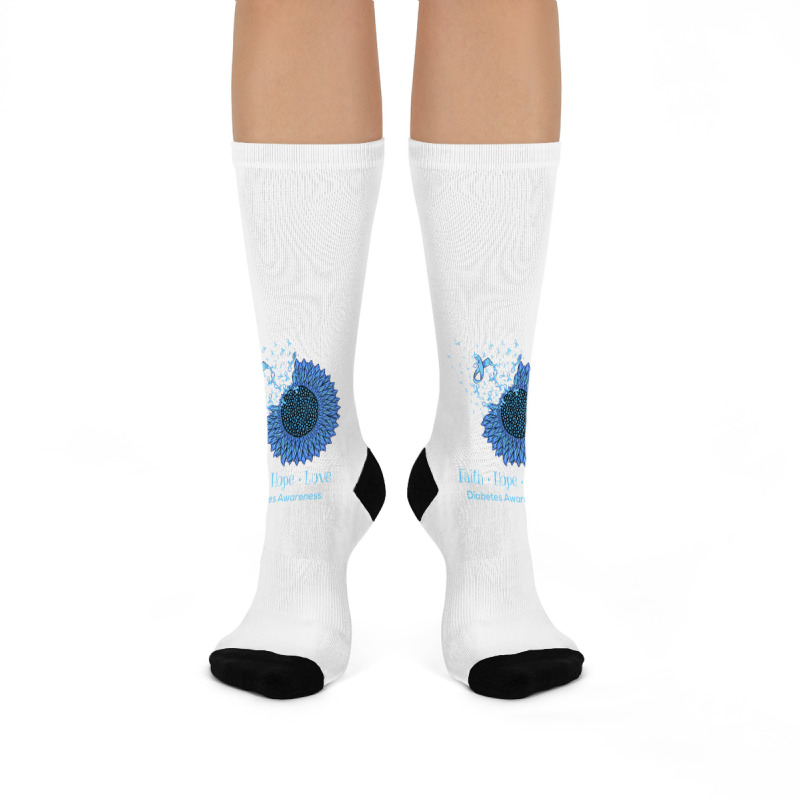 Sunflower Faith Hope Love Diabetes Awareness Diabetic Gifts Long Sleev Crew Socks | Artistshot