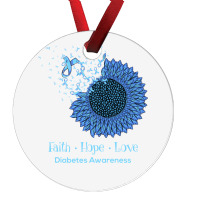 Sunflower Faith Hope Love Diabetes Awareness Diabetic Gifts Long Sleev Ornament | Artistshot