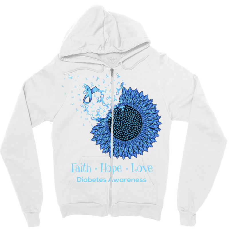 Sunflower Faith Hope Love Diabetes Awareness Diabetic Gifts Long Sleev Zipper Hoodie | Artistshot