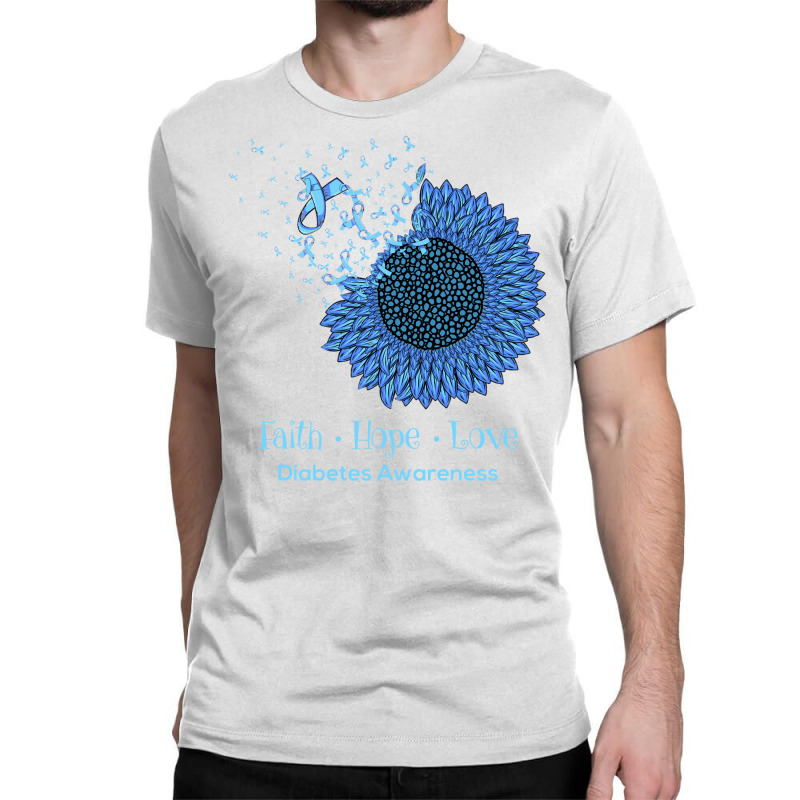 Sunflower Faith Hope Love Diabetes Awareness Diabetic Gifts Long Sleev Classic T-shirt | Artistshot