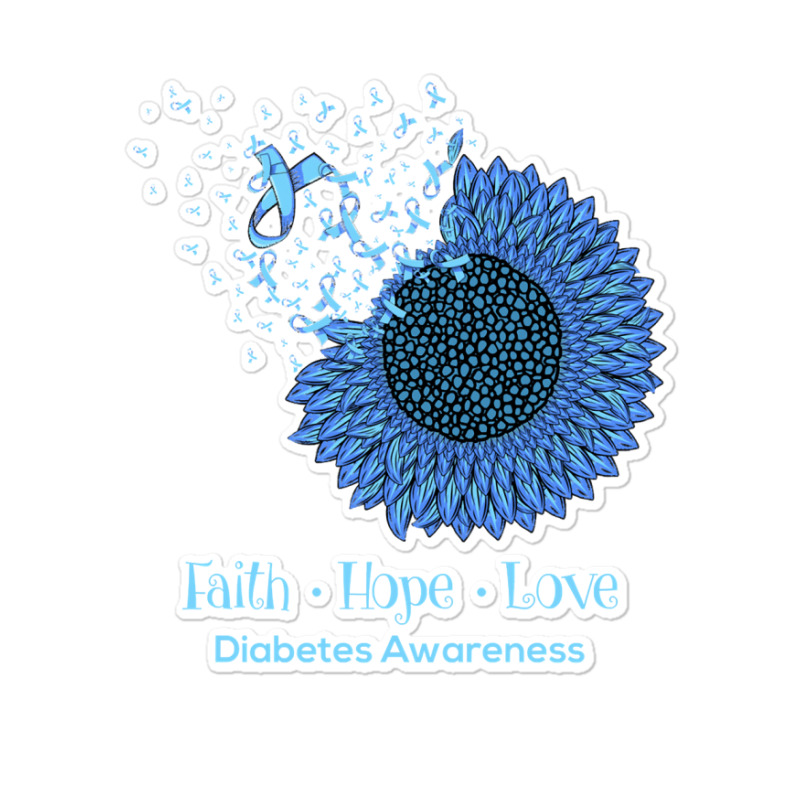 Sunflower Faith Hope Love Diabetes Awareness Diabetic Gifts Long Sleev Sticker | Artistshot