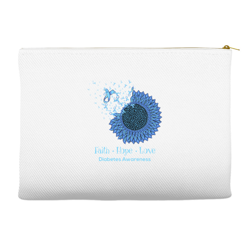 Sunflower Faith Hope Love Diabetes Awareness Diabetic Gifts Long Sleev Accessory Pouches | Artistshot