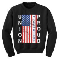 Union Proud American Flag Millwright Youth Sweatshirt | Artistshot