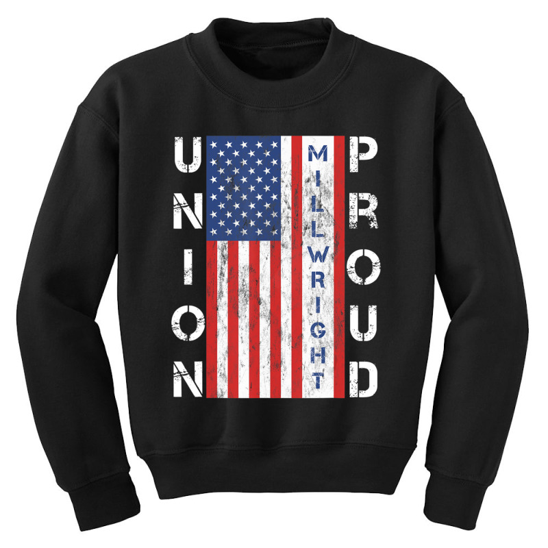 Union Proud American Flag Millwright Youth Sweatshirt by bummercaught | Artistshot