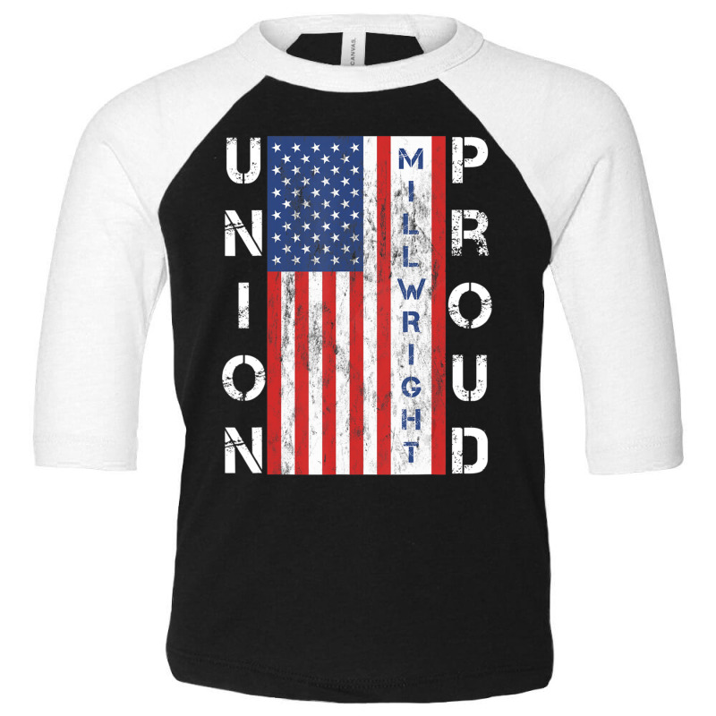 Union Proud American Flag Millwright Toddler 3/4 Sleeve Tee by bummercaught | Artistshot