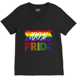 Hundred Rainbow Pride LGBT Flag Women Love Gift Tshirt V-Neck Tee | Artistshot
