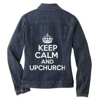 Keep Calm And Upchurch Vintage Retro Novelty Design Ladies Denim Jacket | Artistshot