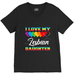 I Love My Lesbian Daughter LGBT Pride Proud Mom Dad T Shirt V-Neck Tee | Artistshot