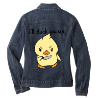 Baby Duck Cartoon Ladies Denim Jacket | Artistshot