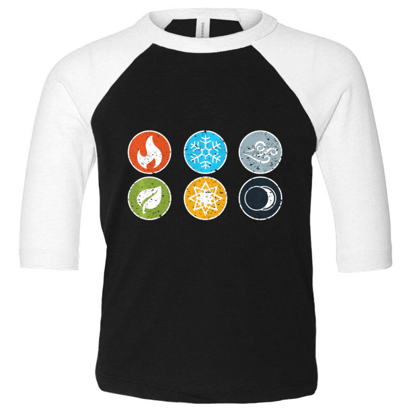 Gloomhaven Elements Symbol Fire Ice Air Earth Light Dark Toddler 3/4 Sleeve Tee by behindcedar22 | Artistshot