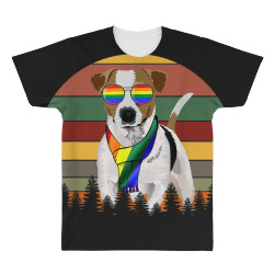 Jack Russell Terrier Gay Pride LGBT Retro TShirt All Over Men's T-shirt | Artistshot