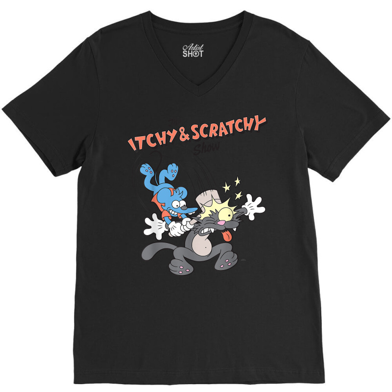 Us The Simpsons Itchy & Scratchy Hammer 01 Heather Grey H T Shirt V-neck Tee | Artistshot