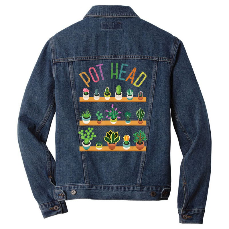 Plant Lover And Gardener Pot Head Succulent Men Denim Jacket by Boomtea | Artistshot