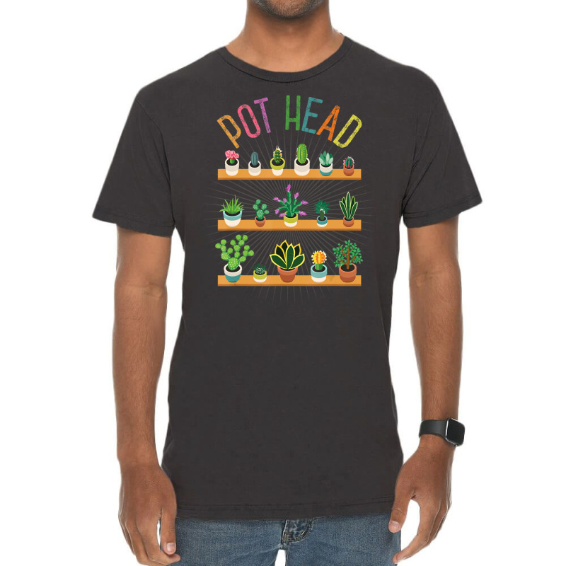 Plant Lover And Gardener Pot Head Succulent Vintage T-Shirt by Boomtea | Artistshot