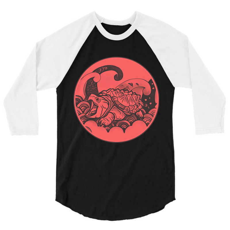 Giant Alligator Snapping Turtle - Japanese Style For Reptiles Lovers - 3/4 Sleeve Shirt | Artistshot