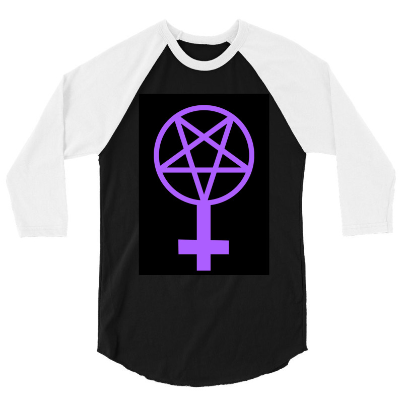 Feminist Pentagram--purple On A Black Background 3/4 Sleeve Shirt by TIMOTHYSHRINER | Artistshot