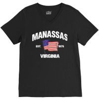 Manassas Virginia Va Usa Stars & Stripes Vintage Style V-neck Tee | Artistshot