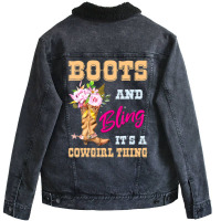 Womens Girls Boots & Bling Its A Cowgirl Thing Cute Cowgirl Unisex Sherpa-lined Denim Jacket | Artistshot