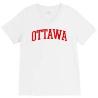 Ottawa Arch Vintage Retro University Style T Shirt V-neck Tee | Artistshot