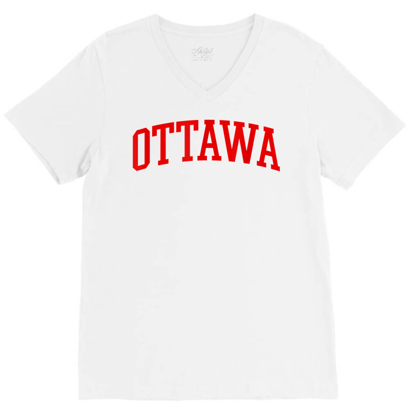 Ottawa Arch Vintage Retro University Style T Shirt V-Neck Tee by sharitamow87 | Artistshot