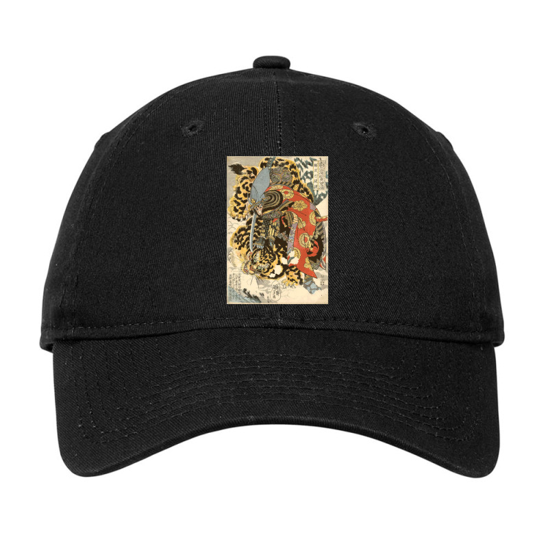 Japanese Samurai General Fighting Tiger Artwork Adjustable Cap by femalesbaubles | Artistshot