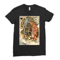 Japanese Samurai General Fighting Tiger Artwork Ladies Fitted T-shirt | Artistshot