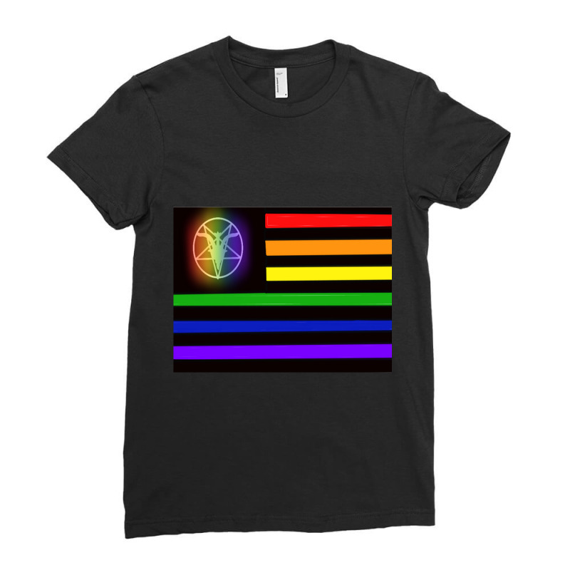 Satanic Temple Pride Flag Ladies Fitted T-Shirt by TIMOTHYSHRINER | Artistshot