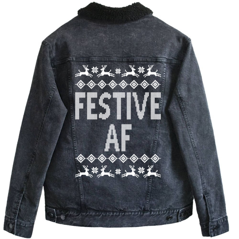 Festive Af Christmas Sweater Unisex Sherpa-lined Denim Jacket | Artistshot