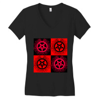 Black Metal Pentagrams--black _amp_ Red Women's V-neck T-shirt | Artistshot