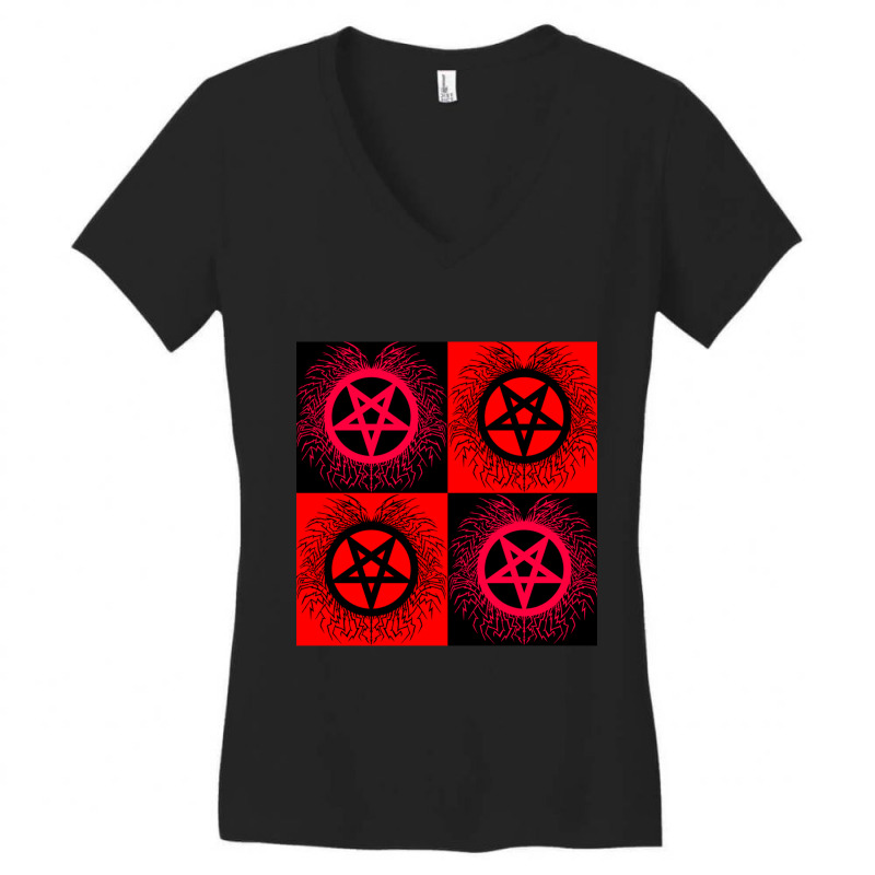 Black Metal Pentagrams--black _amp_ Red Women's V-Neck T-Shirt by TIMOTHYSHRINER | Artistshot