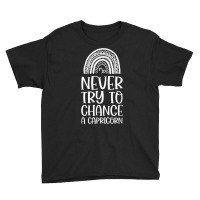 Never Try To Chance A Capricorn Zodian Bohemian Rainbow T Shirt Youth Tee | Artistshot