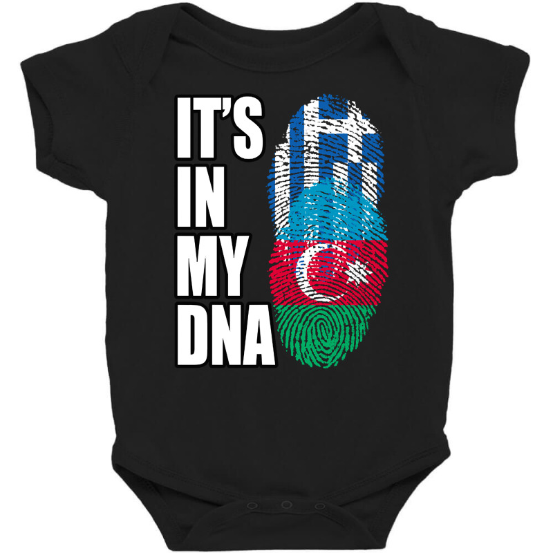 Greek And Azerbaijani Mix Heritage Dna Flag Baby Bodysuit by poppyallen | Artistshot