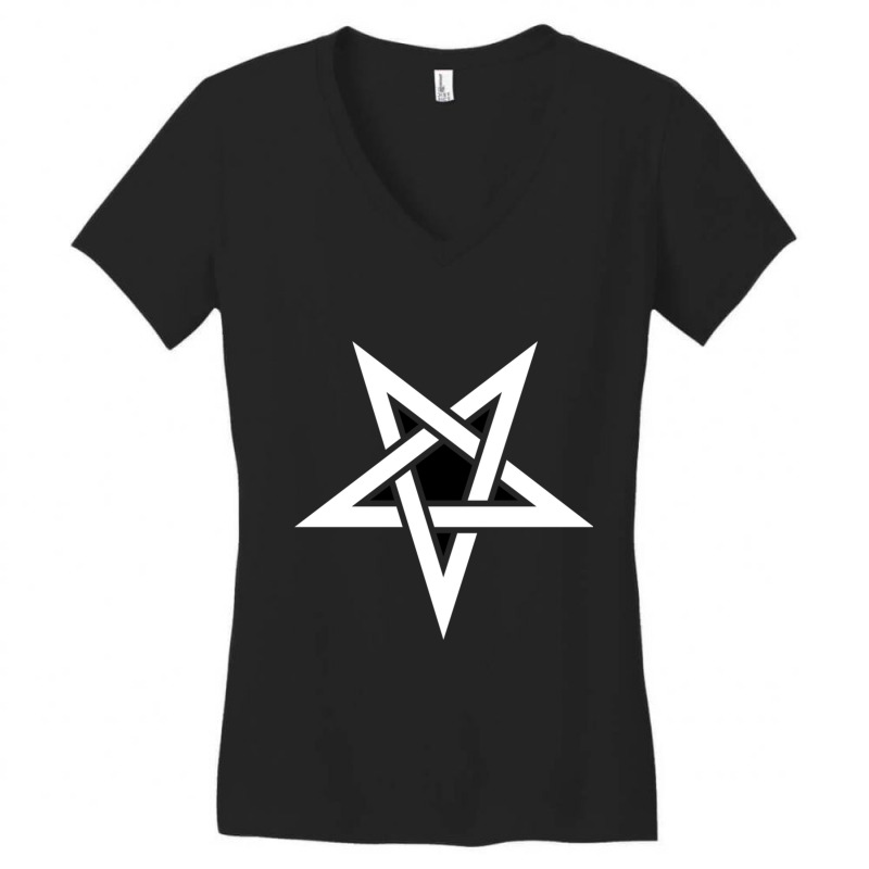 Reverse White Pentagram Satanic Satanism Women's V-Neck T-Shirt by TIMOTHYSHRINER | Artistshot