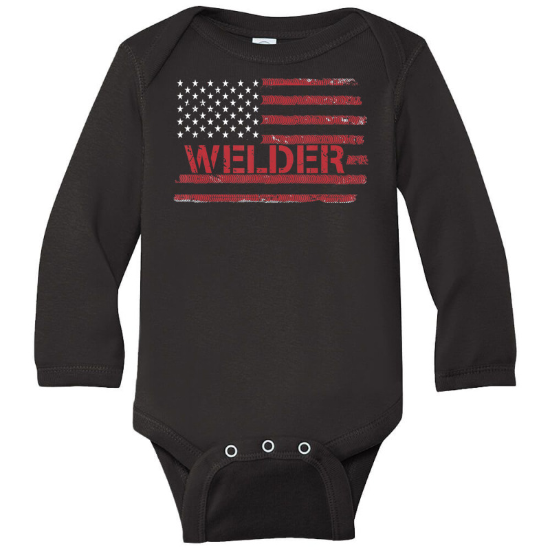 Welding Pattern Usa Flag Welder Metal Worker Welding Long Sleeve Baby Bodysuit by bummercaught | Artistshot