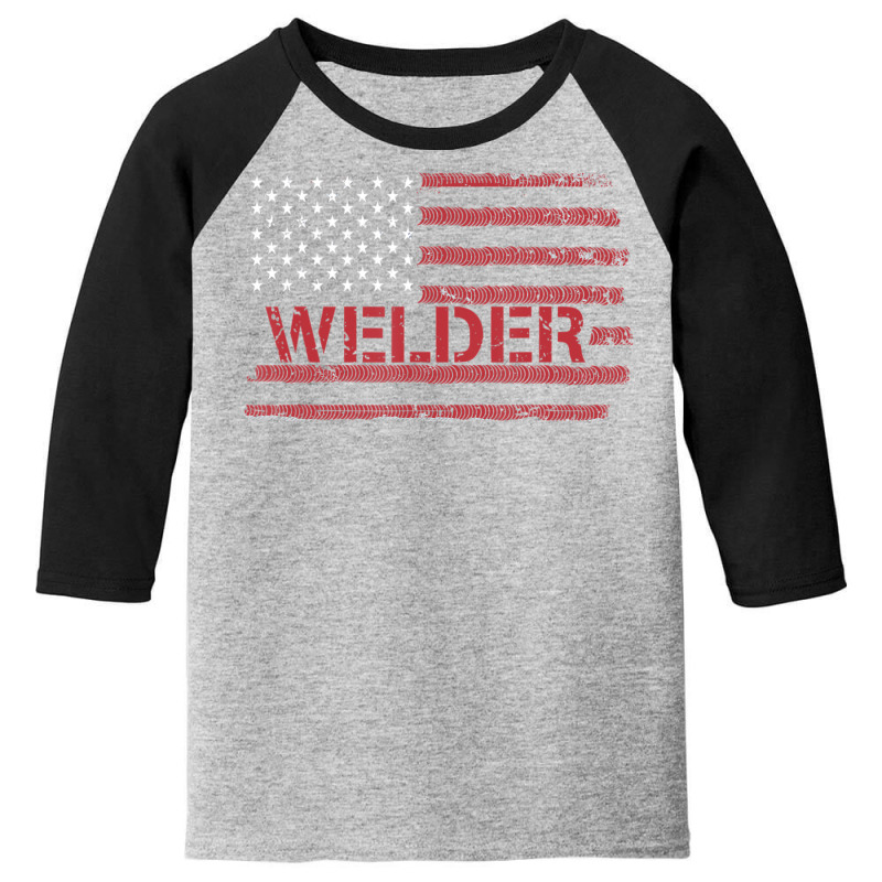 Welding Pattern Usa Flag Welder Metal Worker Welding Youth 3/4 Sleeve by bummercaught | Artistshot