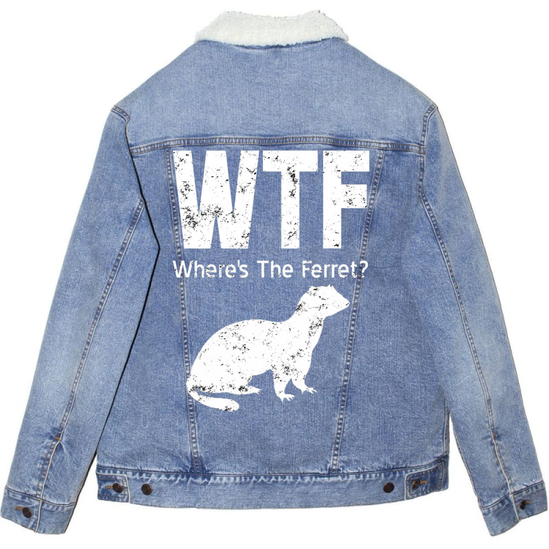 Where's The Ferret Funny Ferret Unisex Sherpa-Lined Denim Jacket by bummercaught | Artistshot