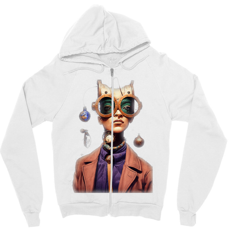 Portrait Old Afrikan Wiseman Wearing Retro Futuristic T Shirt Zipper Hoodie by anitrasargisg5b | Artistshot