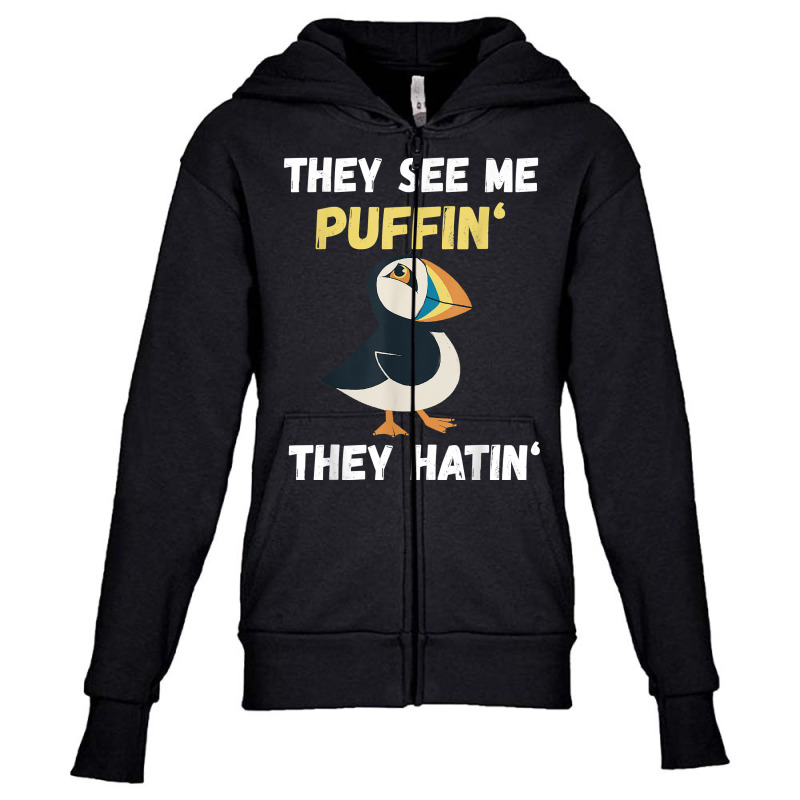 Puffin They See Me Seabird Lover Puffin Lover Iceland Animal T Shirt Youth Zipper Hoodie by sharitamow87 | Artistshot